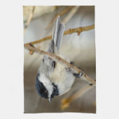 Black Capped Chickadee Kitchen Towel Theedoek (Verticaal)