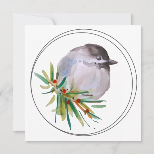 Black Capped Chickadee Watercolour Kaart (Voorkant)