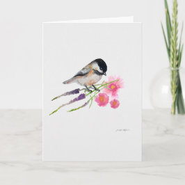 Black Capped Sweet Chickadee Waterverf Artwork Kaart