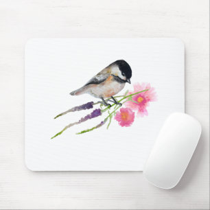 Black Capped Sweet Chickadee Waterverf Artwork Muismat