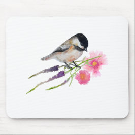 Black Capped Sweet Chickadee Waterverf Artwork Muismat