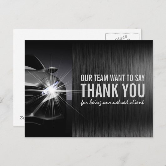 Black Car Automotive Company Dank u Briefkaart (Voorkant / Achterkant)