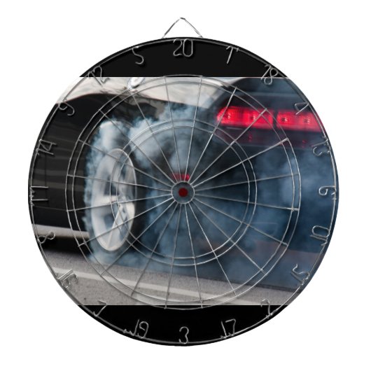 Black car burnout dartbord (Voorkant)