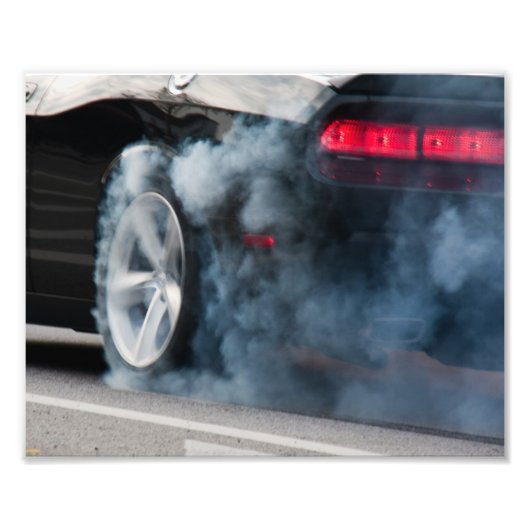 Black car burnout foto afdruk (Voorkant)