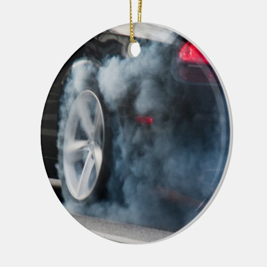 Black car burnout keramisch ornament (Links)