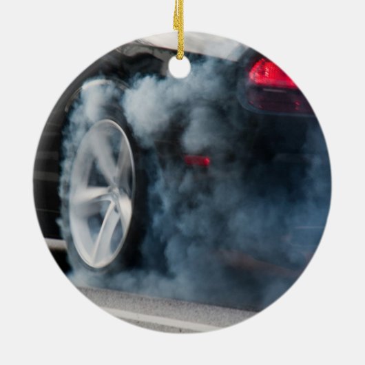 Black car burnout keramisch ornament (Achterkant)