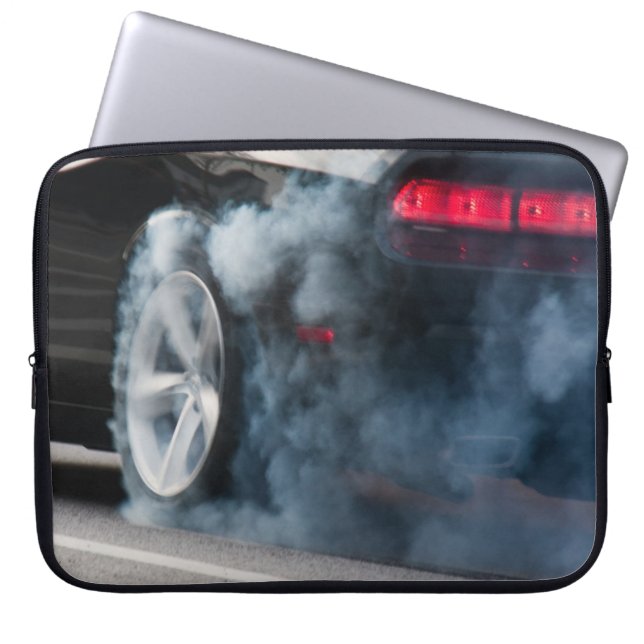 Black car burnout laptop sleeve (Voorkant)