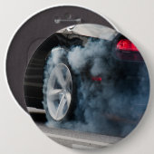 Black car burnout ronde button 6,0 cm (Voorkant /achterkant)