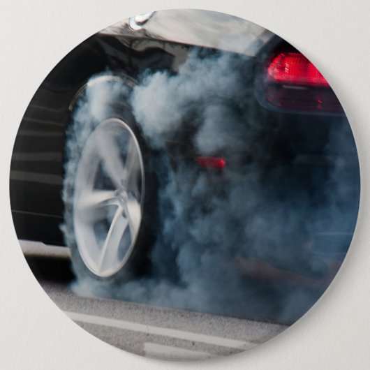 Black car burnout ronde button 6,0 cm (Voorkant)