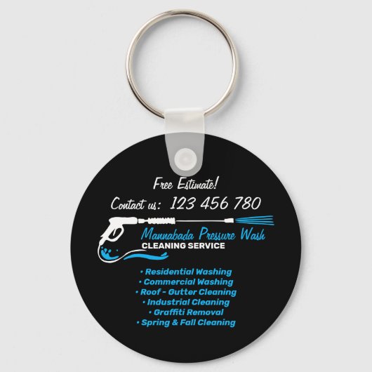 Black Car Detail Pressure Power Washing Sleutelhanger (Voorkant)