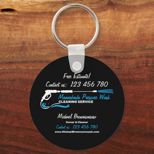 Black Car Detail Pressure Power Washing Sleutelhanger (Achterkant)