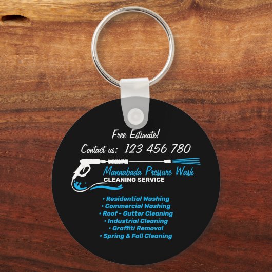 Black Car Detail Pressure Power Washing Sleutelhanger (Voorkant)