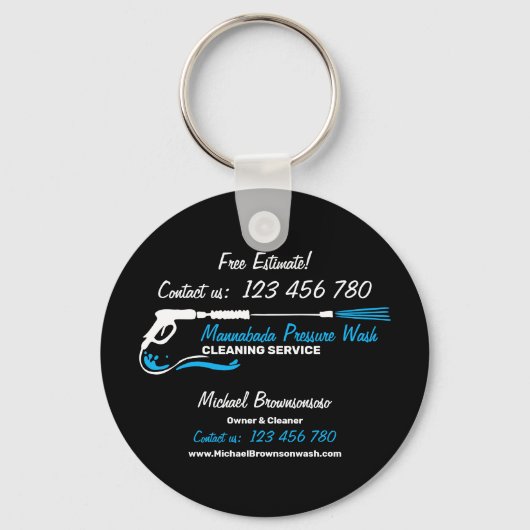 Black Car Detail Pressure Power Washing Sleutelhanger (Achterkant)