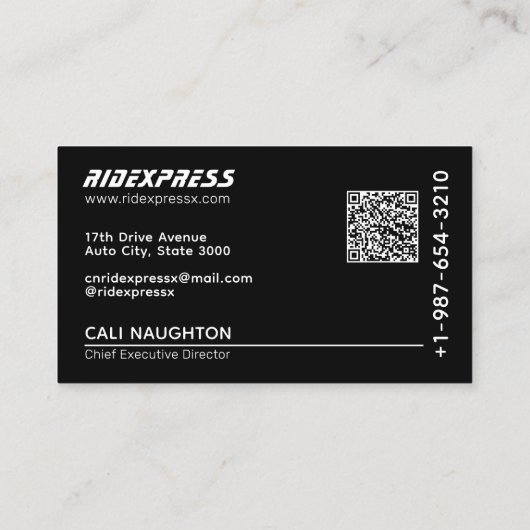 Black Car Rental Service Zwart Visitekaartje (Achterkant)
