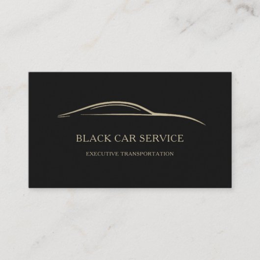 Black Car Service QR Code Black & Gold Visitekaartje (Voorkant)