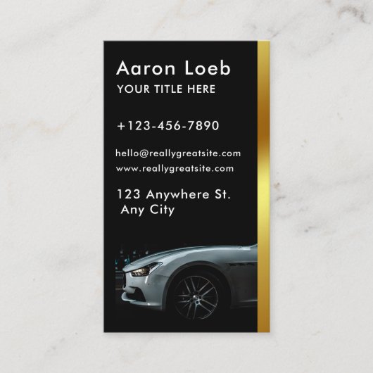 Black Carbon Fiber Gold Huur een luxe auto Chauffe Visitekaartje (Voorkant)