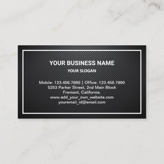 Black Carbon Fiber Gold Huur een luxe auto Chauffe Visitekaartje (Achterkant)