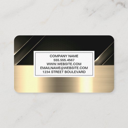 Black Carbon Fiber | Gold Metallic Brushed Visitekaartje (Achterkant)