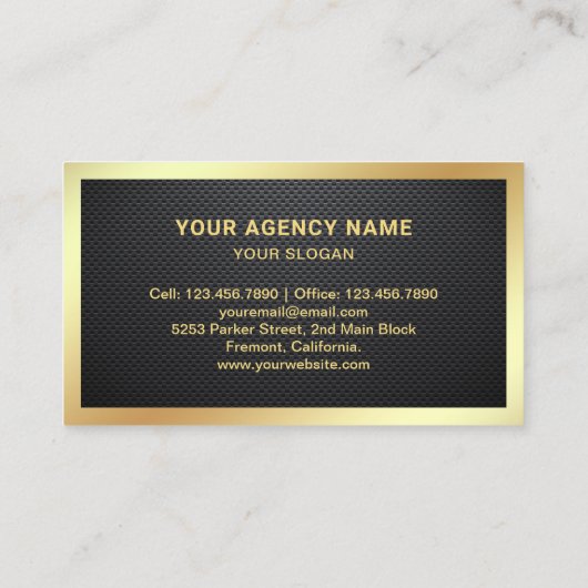 Black Carbon Fiber privédetective Visitekaartje (Achterkant)