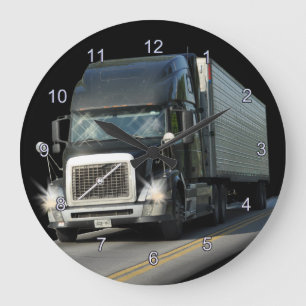 Black Cargo Truck Art Wall Clock Grote Klok