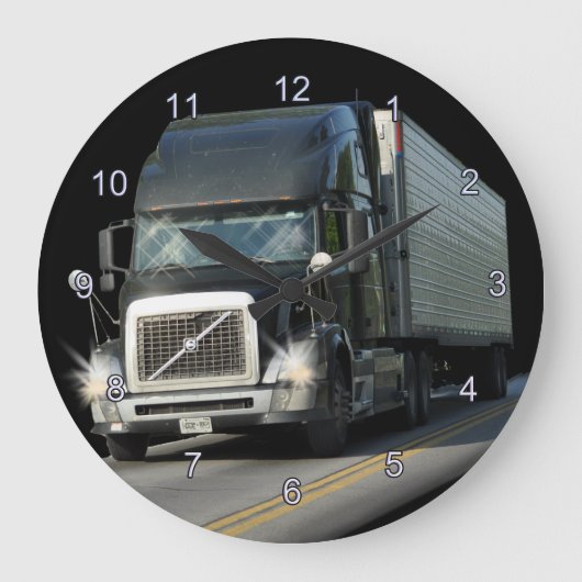 Black Cargo Truck Art Wall Clock Grote Klok (Voorkant)