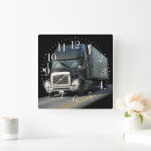 Black Cargo Truck Art Wall Clock Vierkante Klok (Huis)