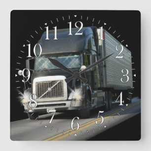 Black Cargo Truck Art Wall Clock Vierkante Klok