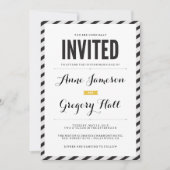 Black Carnival Stripes Modern Wedding Kaart (Voorkant)