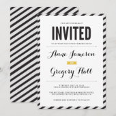 Black Carnival Stripes Modern Wedding Kaart (Voorkant / Achterkant)