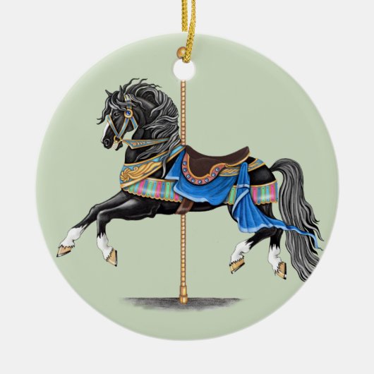 Black Carousel Horse Keramisch Ornament (Voorkant)