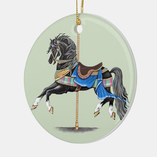 Black Carousel Horse Keramisch Ornament (Links)