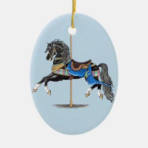 Black Carousel Horse Keramisch Ornament