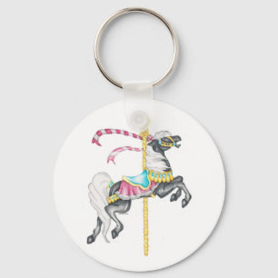 Black Carousel Horse Keyring Sleutelhanger