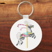 Black Carousel Horse Keyring Sleutelhanger (Voorkant)