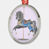 Black Carousel Horse Metalen Ornament (Links)