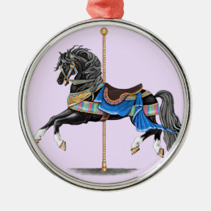 Black Carousel Horse Metalen Ornament