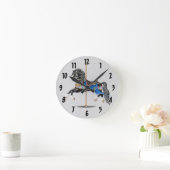 Black Carousel Horse Ronde Klok (Huis)