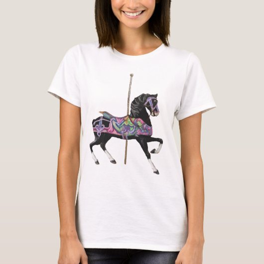 Black Carousel Horse T-shirt (Voorkant)