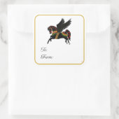Black Carousel Pegasus Gift Label Sticker (Tas)