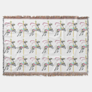Black Carrousel Horse Throw Blanket, Meisjes Bedro Deken