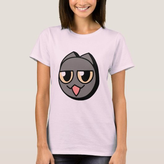 Black Cartoon Cat T-shirt (Voorkant)