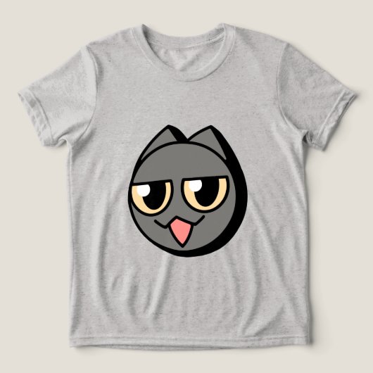 Black Cartoon Cat Tri-Blend Shirt (Design voorkant)