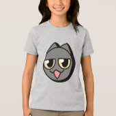 Black Cartoon Cat Tri-Blend Shirt (Voorkant)