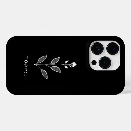 Black Case with White Flower - Elegant and Custom  (Achterkant (horizontaal))