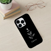 Black Case with White Flower - Elegant and Custom 