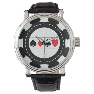 Black Casino Chip Watch Horloge