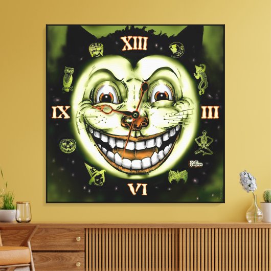 Black Cat 13-klokhalloween Canvas Afdruk (Insitu (Woonkamer))