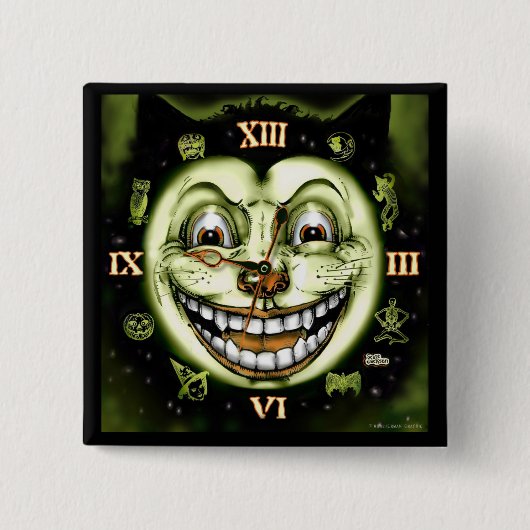 Black Cat 13-klokhalloween Vierkante Button 5,1 Cm (Voorkant)