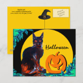 BLACK CAT 2 HALLOWEEN PARTIJ UITNODIGING BRIEFKAART (Voorkant / Achterkant)
