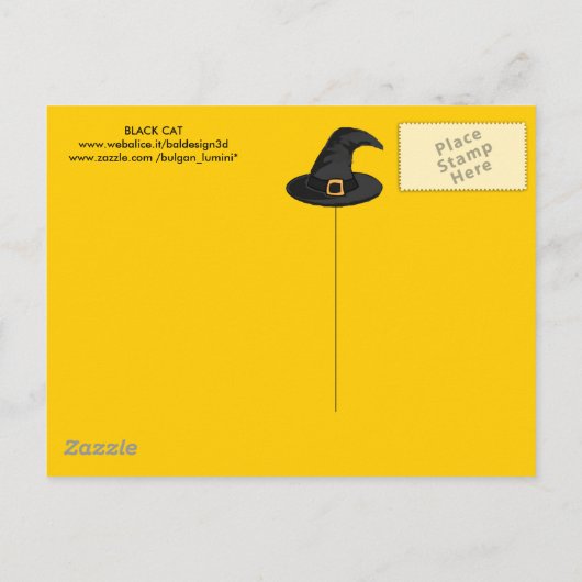 BLACK CAT 2 HALLOWEEN PARTIJ UITNODIGING BRIEFKAART (Achterkant)